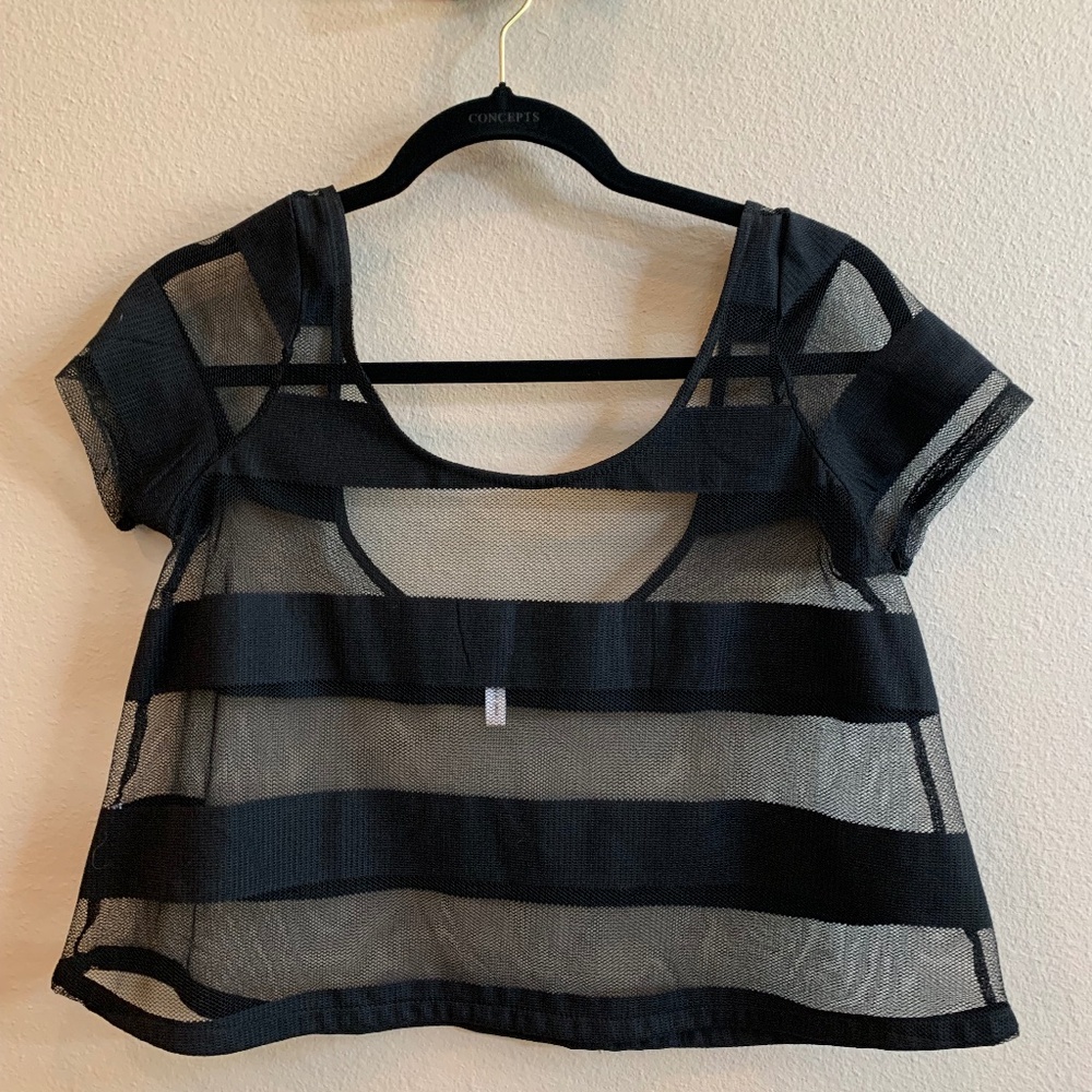 BCBGeneration black sheer crop top XS
